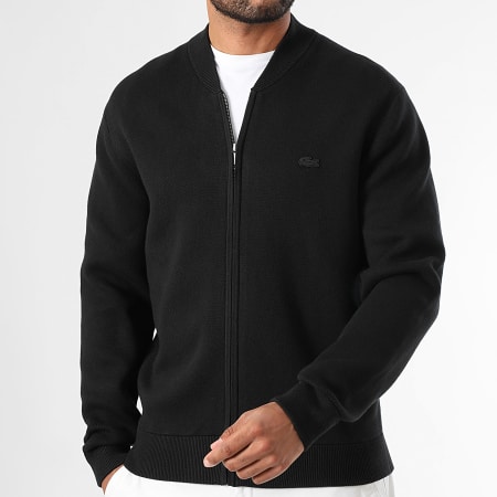 Lacoste - Chaqueta Classic Fit Zip Logo Cocodrilo Bordado Tono sobre Tono Negro