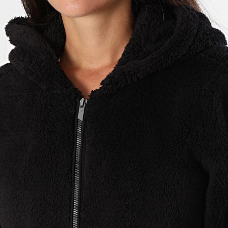 Only - Sweat Capuche Zippé Sherpa Femme New Anna Noir