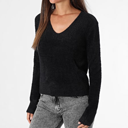 Only - Pull Col V Femme Ella Piumo Noir