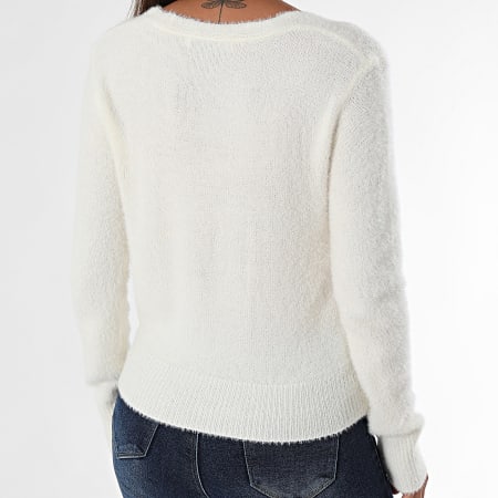 Only - Pull Col V Femme Ella Piumo Beige Clair