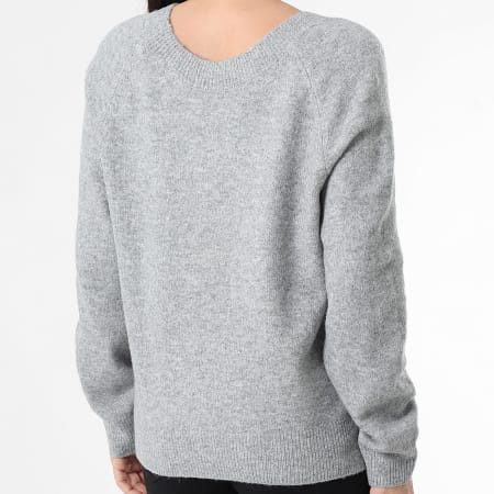 Only - Pull Col V Femme Rene Life Gris Chiné