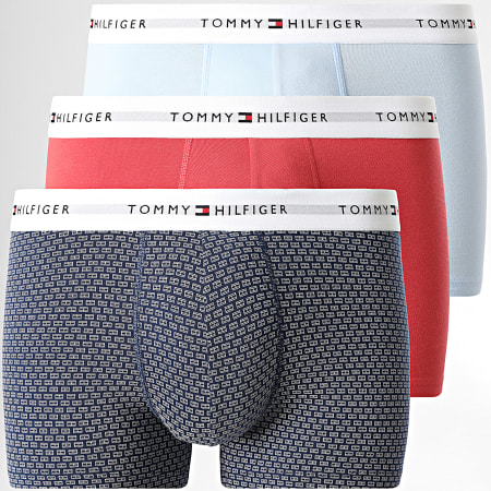Tommy Hilfiger - Lot De 3 Boxers 2768 Bleu Marine Bleu Clair Rose
