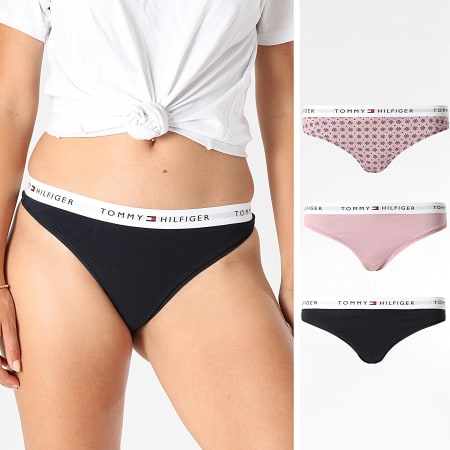 Tommy Hilfiger - Set van 3 G-strings voor dames 5530 Roze marineblauw