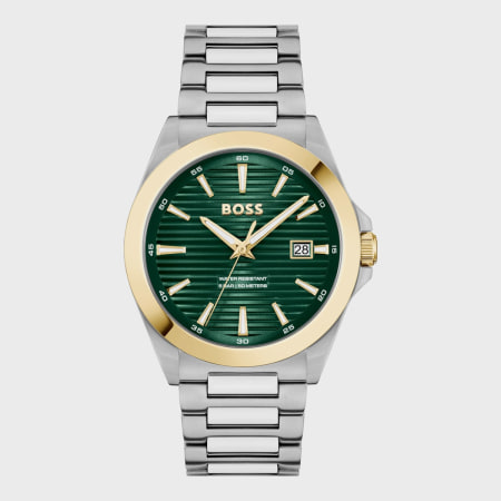 BOSS - Montre Sport Lux 1514173 Argenté Vert Foncé Doré