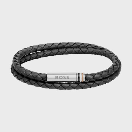 BOSS - Bracelet Tressé Ares 1580489M Noir Argenté