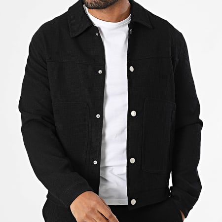 Frilivin - Conjunto de chaqueta y pantalón texturizado P35 Negro