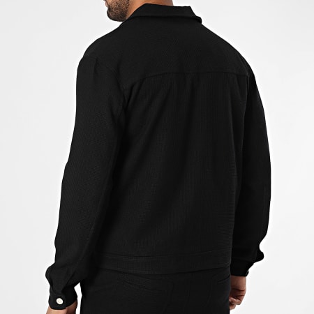 Frilivin - Conjunto de chaqueta y pantalón texturizado P35 Negro