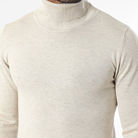 Frilivin - Jersey de cuello alto 001 Beige Chiné