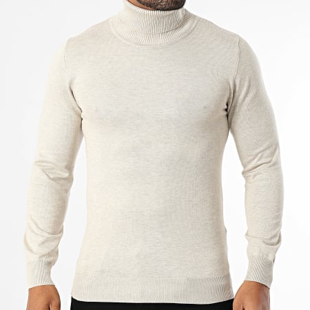Frilivin - Jersey de cuello alto 001 Beige Chiné