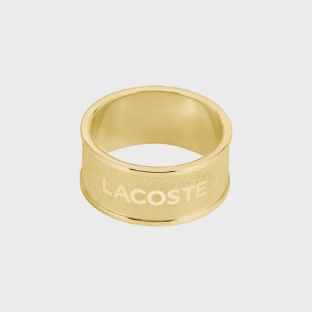 Lacoste - Bague Backhand Logo Crocodile Gravé Doré
