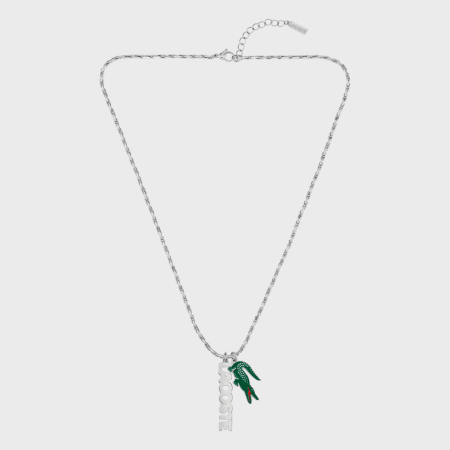 Lacoste - Collier Umpire Logo Crocodile Argenté