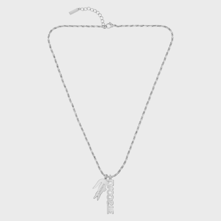 Lacoste - Collier Umpire Logo Crocodile Argenté
