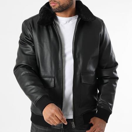 Tiffosi - Veste Col Fourrure Simili Cuir Purcell 10063282 Noir