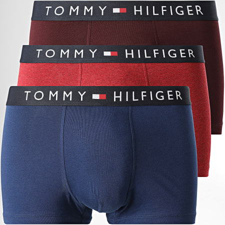 Tommy Hilfiger - Lot De 3 Boxers 3180 Rouge Chiné Bordeaux Bleu Marine