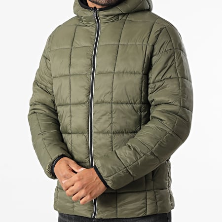 Jack And Jones - Veste Capuche Zippée Réversible Brook Noir Vert Kaki