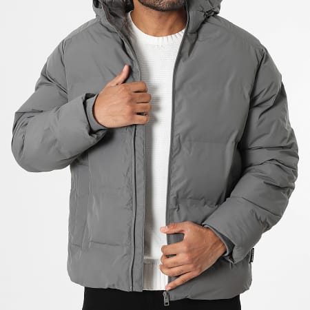 Jack And Jones - Doudoune Capuche Zippée Soho Gris Anthracite