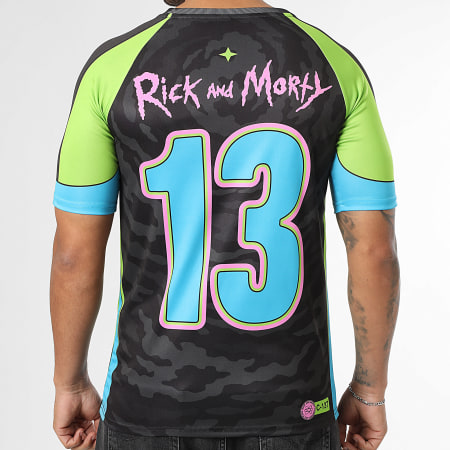 Rick Et Morty - Maillot Collector Jersey 13 Noir Vert Bleu Clair Rose
