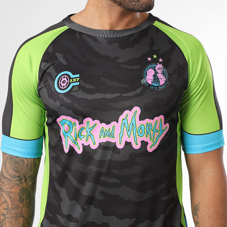 Rick Et Morty - Maillot Collector Jersey 13 Noir Vert Bleu Clair Rose
