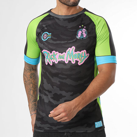 Rick Et Morty - Maillot Collector Jersey 13 Noir Vert Bleu Clair Rose