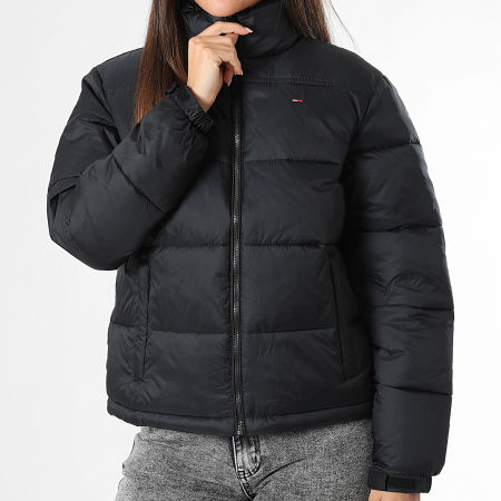 Tommy Jeans - Edredón con capucha para mujer Essential 1619 Negro con cremallera
