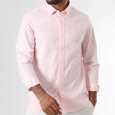 LBO - Lote de 2 Camisas Oxford Manga Larga 0011 0010 Rosa Celeste