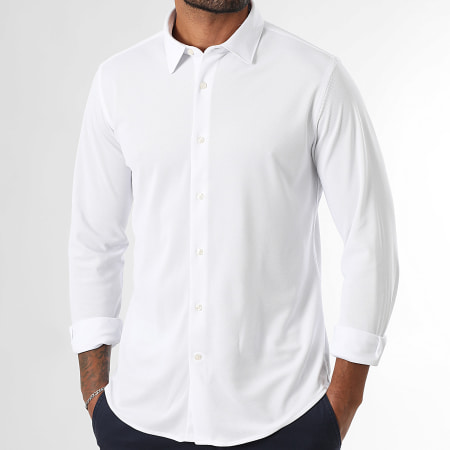 LBO - Lote De 2 Camisas De Manga Larga Piqué Stretch 0019 0018 Blanco Beige Oscuro