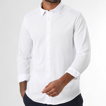 LBO - Lote De 2 Camisas De Manga Larga Piqué Stretch 0019 0018 Blanco Beige Oscuro