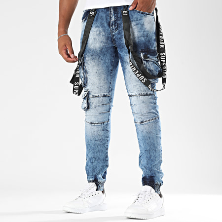 MTX - Pantalon Cargo Jean Slim 925 Bleu Denim