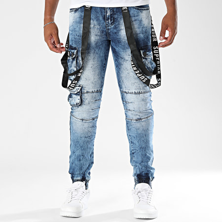 MTX - Pantalon Cargo Jean Slim 925 Bleu Denim