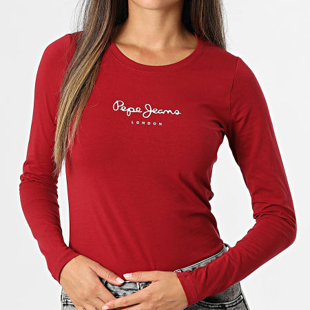 Pepe Jeans - Tee Shirt Manches Longues Femme New Virginia PL505203 Bordeaux