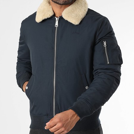 Schott NYC - Chaqueta bomber Airkraft 2 azul marino con cuello de piel