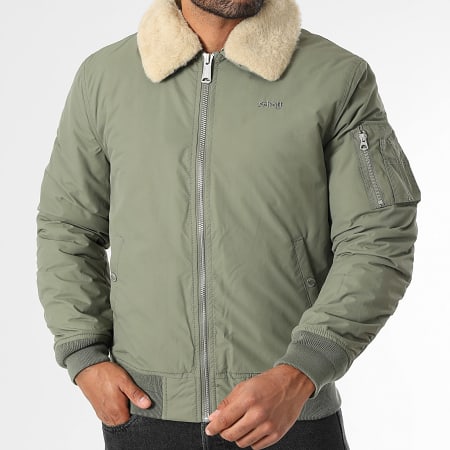 Schott NYC - Chaqueta Bomber Cuello De Piel Airkraft 2 Verde Caqui