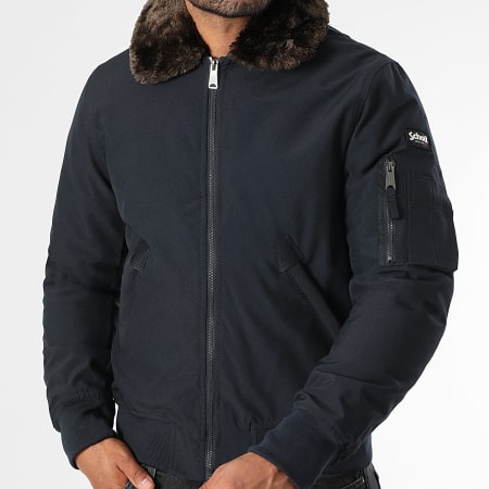 Schott NYC - Chaqueta con cuello de piel Navy Airlines