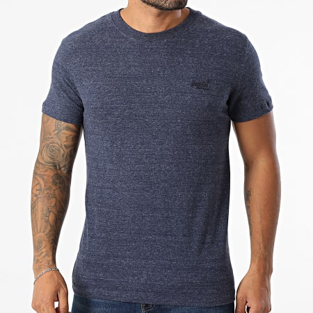 Superdry - Camiseta Essential Logo Bordado M1011245A Azul marino jaspeado