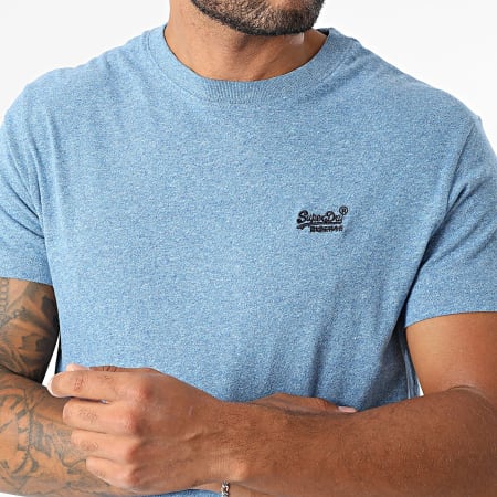 Superdry - Camiseta Essential Logo Bordado M1011245A Azul claro jaspeado