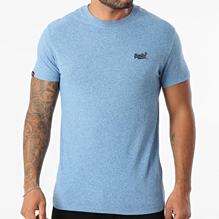 Superdry - Camiseta Essential Logo Bordado M1011245A Azul claro jaspeado