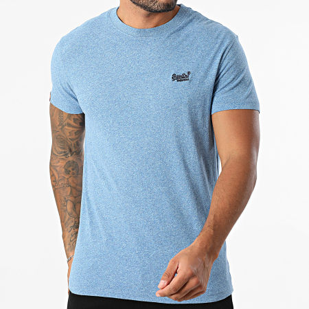 Superdry - Camiseta Essential Logo Bordado M1011245A Azul claro jaspeado