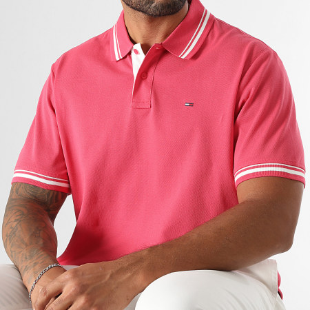 Tommy Jeans - Polo Manches Courtes Tipped 1846 Rose Fuchsia