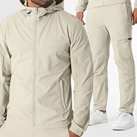 Classic Series - Effen 055 Beige Hooded Zip Jacket en Cargo Trousers Set