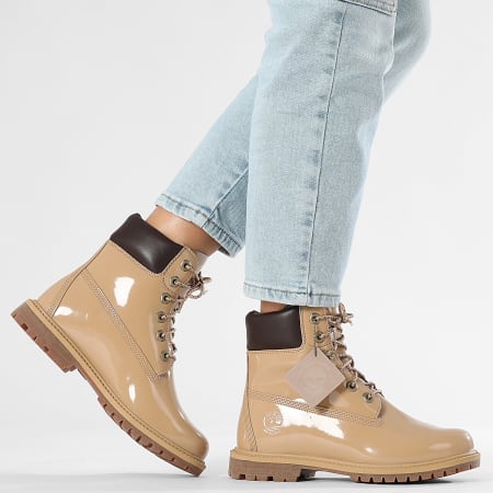 Timberland - Botas Mujer Premium 6 En Encaje Impermeable A43F8 Trigo Charol