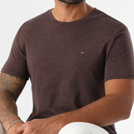 Tommy Jeans - Tee Shirt Slim Jaspe 0363 Marron Foncé Chiné