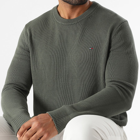Tommy Jeans - Pull Slim Essential 1787 Vert Kaki
