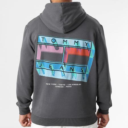 Tommy Jeans - Sweat Capuche Flag Play 2077 Gris Anthracite