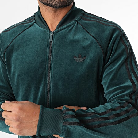 Adidas Originals - Veste Zippée Velours A Bandes SST Adicolor JX1564 Vert Bouteille