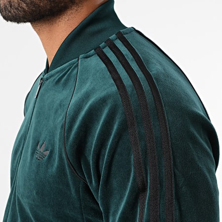 Adidas Originals - Veste Zippée Velours A Bandes SST Adicolor JX1564 Vert Bouteille