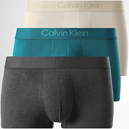 Calvin Klein - Juego de 3 calzoncillos bóxer 4192 Beige Azul Pato Gris Carbón Moteado