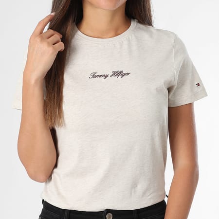Tommy Hilfiger - Tee Shirt Femme Classic Script 7460 Beige Chiné