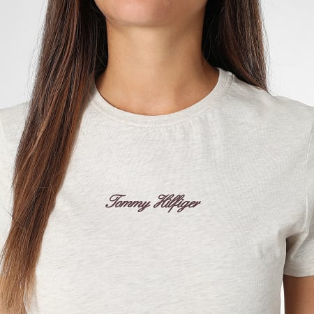 Tommy Hilfiger - Tee Shirt Femme Classic Script 7460 Beige Chiné