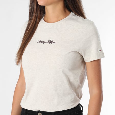 Tommy Hilfiger - Tee Shirt Femme Classic Script 7460 Beige Chiné