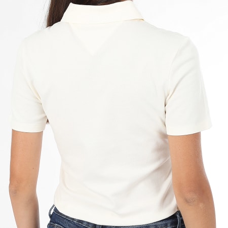 Tommy Hilfiger - Polo Manches Courtes Slim Femme 1985 3225 Beige Clair